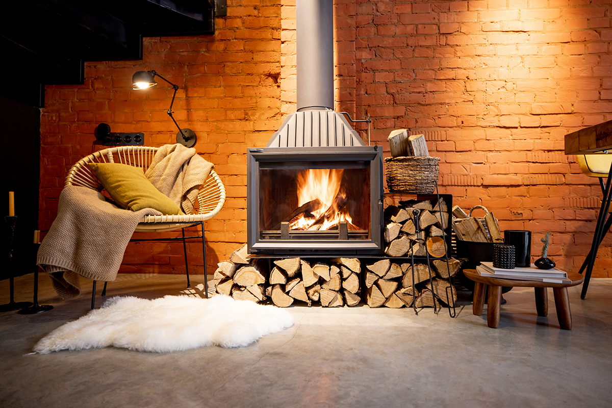 Wood burner in living room